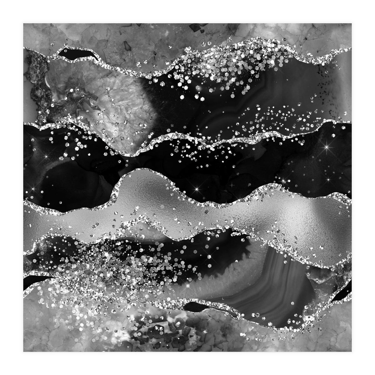 Black Glitter Agate Texture 07  (Print Only)