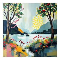 Serene Mountain Lake Landscape (Print Only)