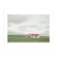 Red roof house on the green hill - Iceland (Print Only)