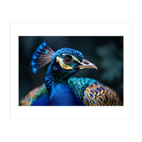 Peacock Head Close Up Majestic Blue Bird (Print Only)