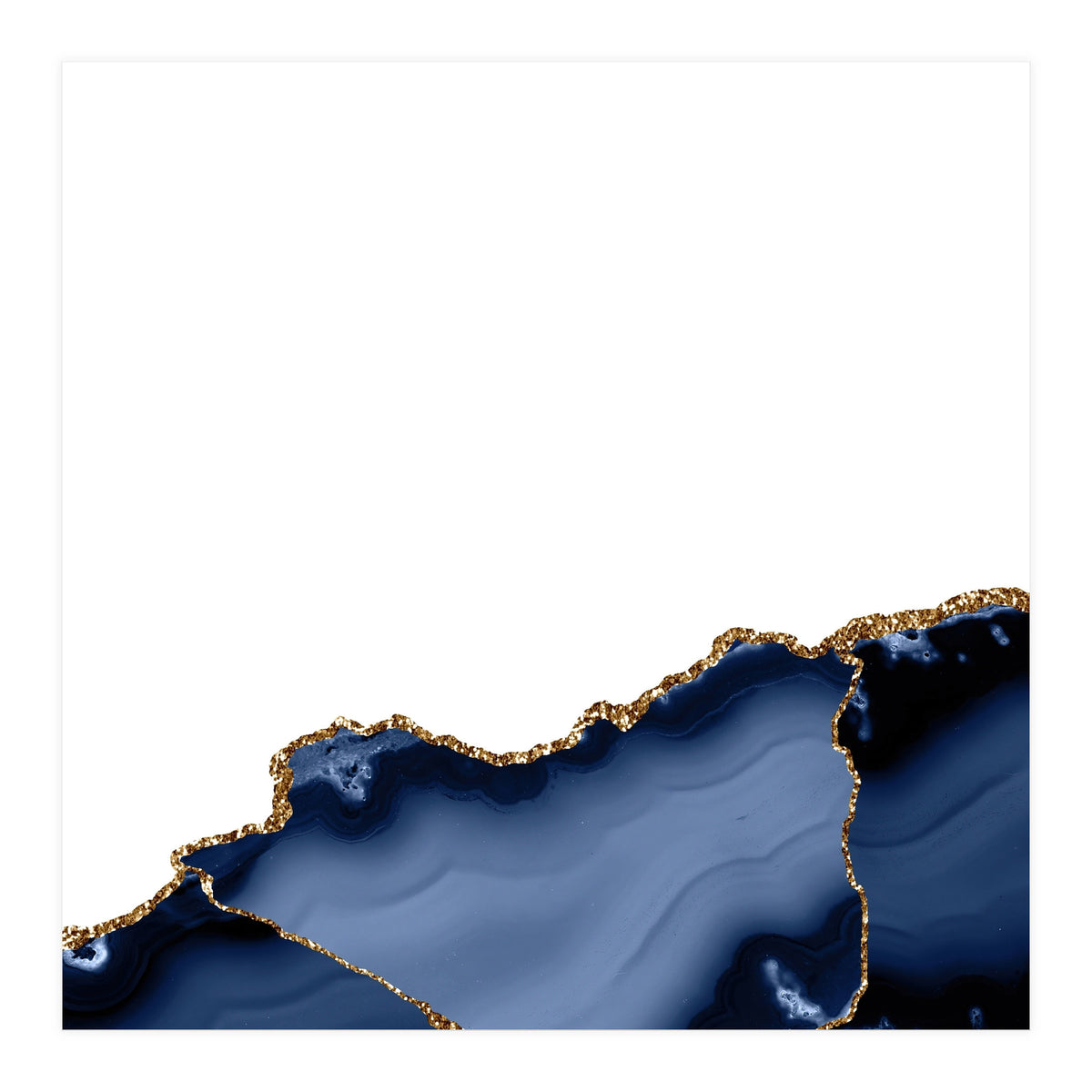 Navy & Gold Agate Texture 23 (Print Only)