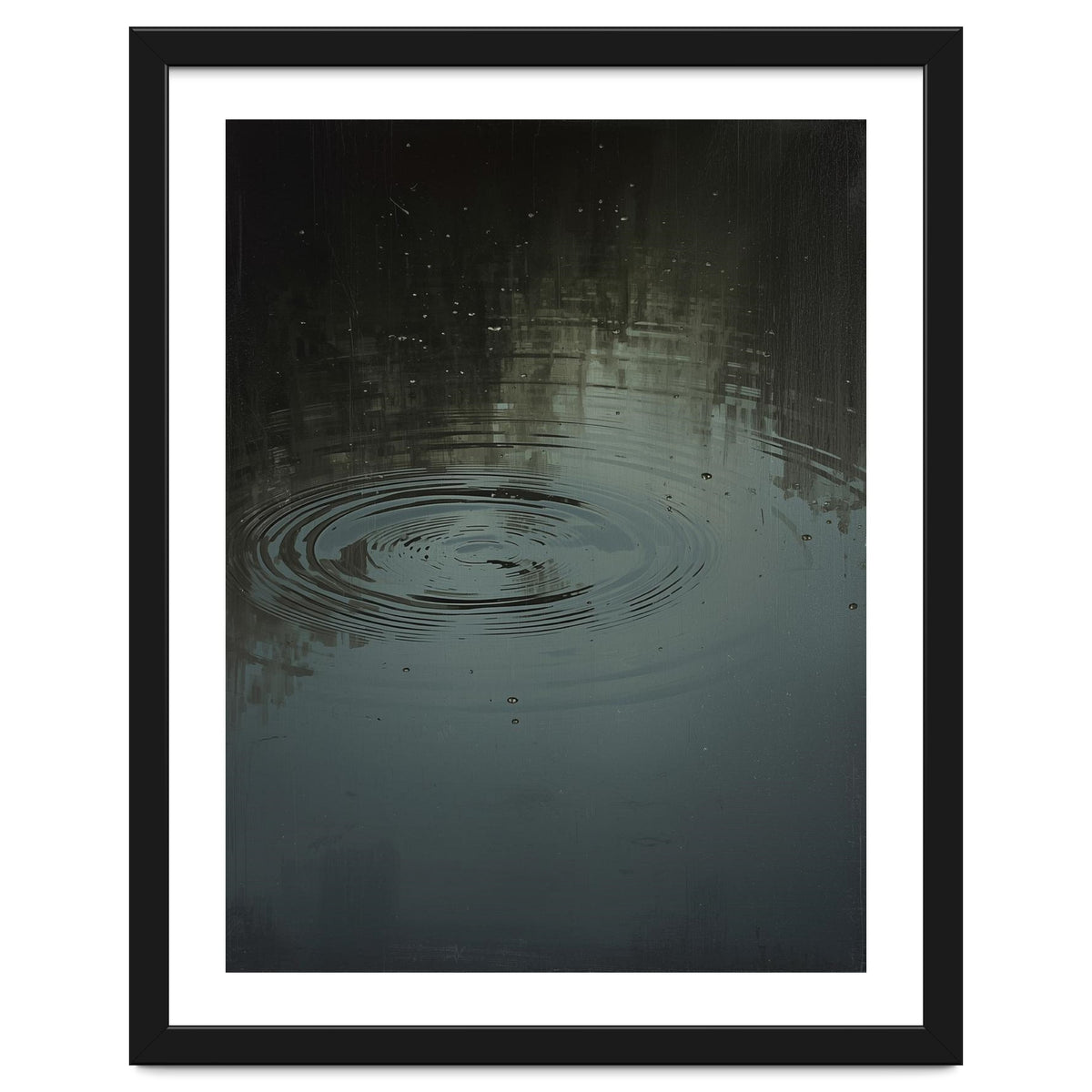 Moody Rain Puddle Ripples Oil Painting