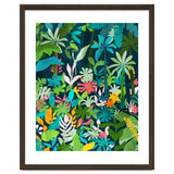The Midnight Jungle, Botanical Nature Plants Tropical Forest, Watercolor Painting Floral Palm thumbnail