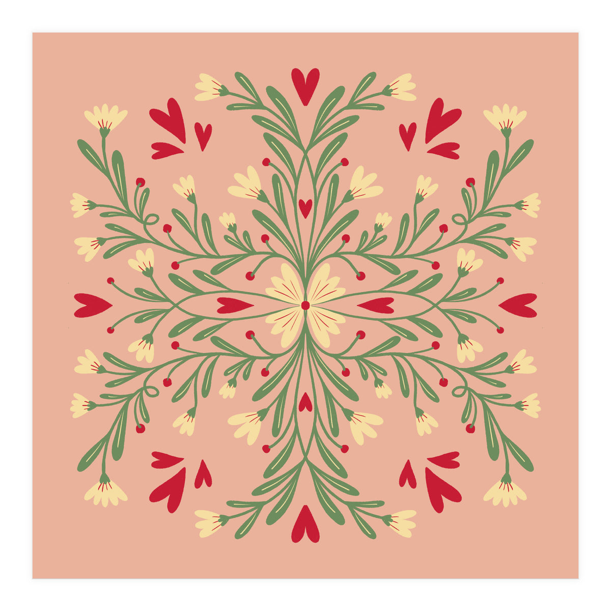 Flowers And Hearts  (Print Only)