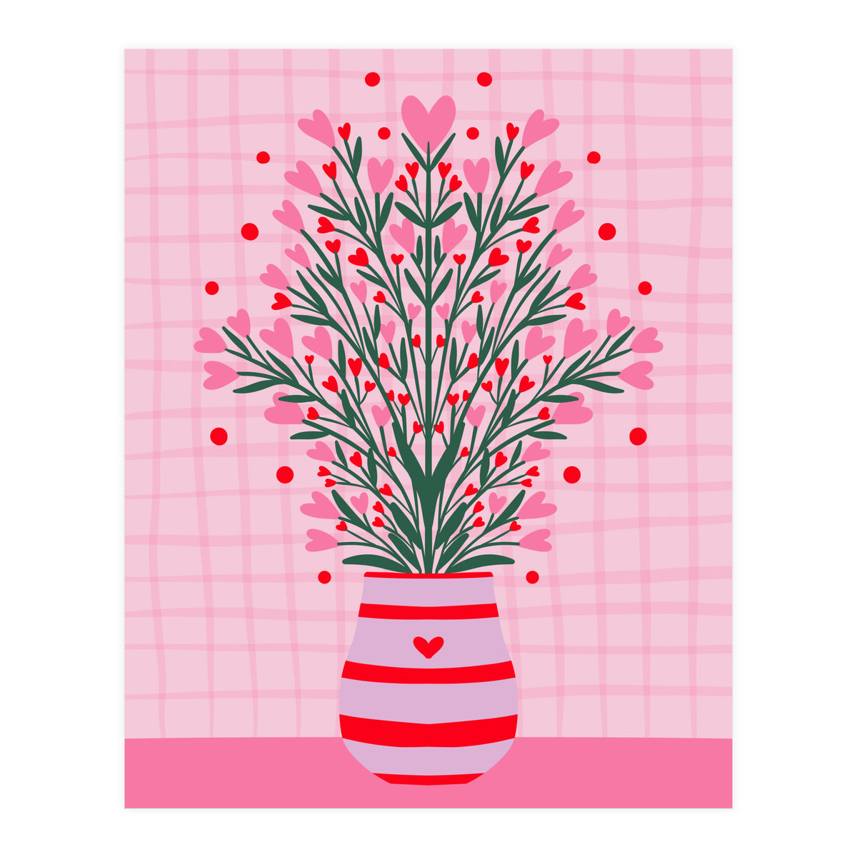 Heart Flowers Vase (Print Only)