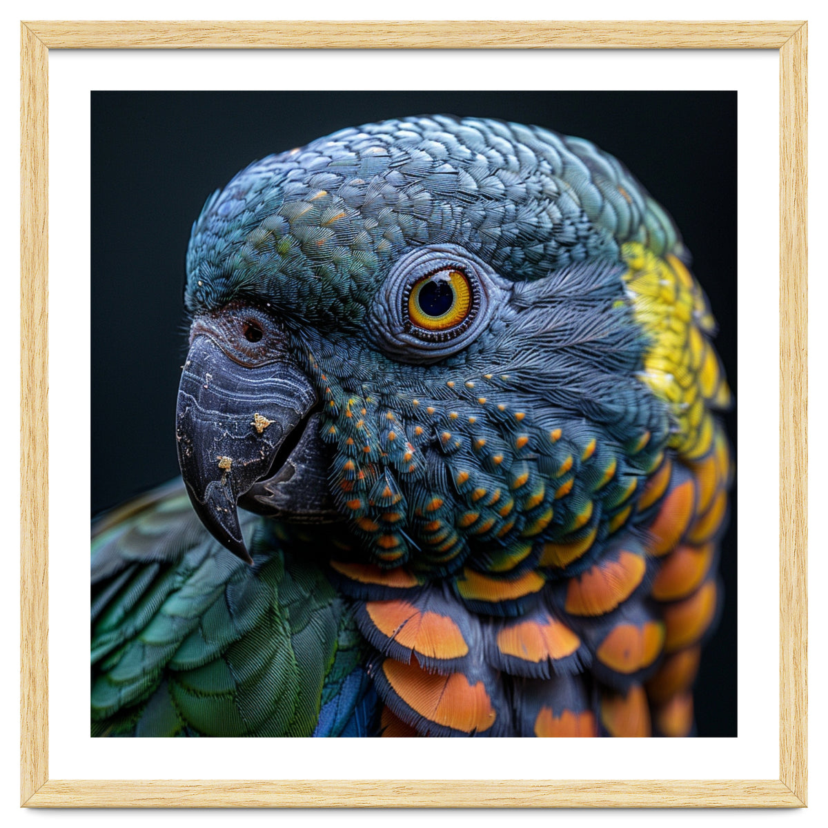 Close Up Portrait Of A Colorful Parrot's Face