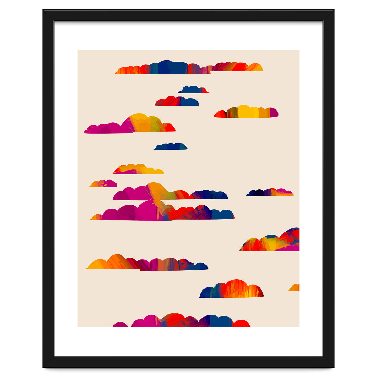 Totem Clouds, Colorful Sky Vibrant Eclectic Bohemian, Abstract Positivity Good Vibes Boho Contemporary Modern Painting