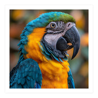 Blue And Yellow Macaw Parrot Close Up Portrait (Print Only)