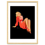 Smiling Pinup Woman Posing In Red Dress thumbnail