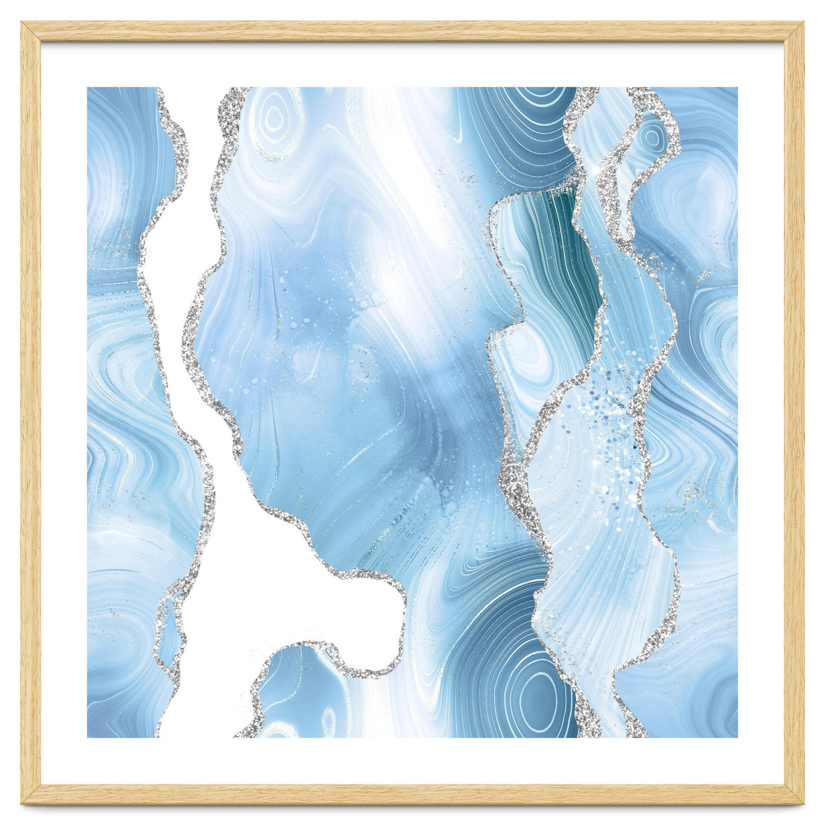 Blue & Silver Agate Glitter Texture 05