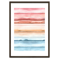 Watercolour Abstract Stripes Red Blue