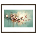 Bird Resting On Cherry Blossom Branch thumbnail