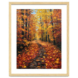 Sun-Drenched Golden Forest Path with Vibrant Autumn Foliage thumbnail
