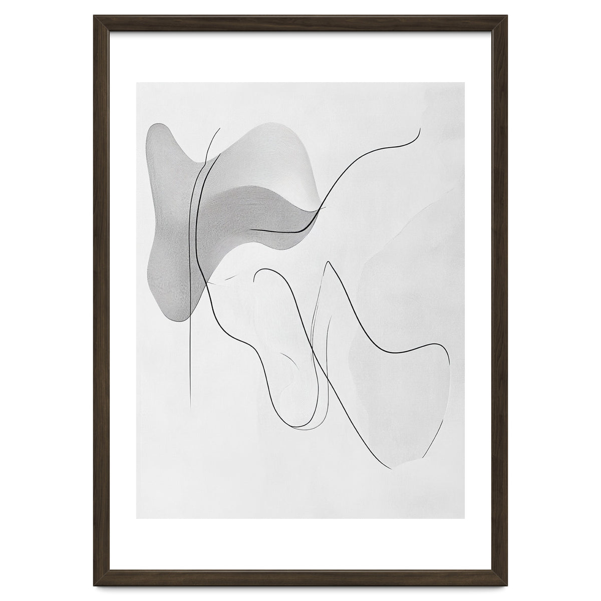 Abstract Black And White Flowing Lines And Shapes