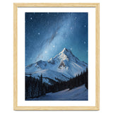 Majestic Snow-Capped Mountain Peak Under a Brilliant Starry Night Sky thumbnail