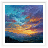 Ethereal Alpine Sunset Over Distant Peaks