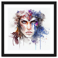 Watercolor Warrior Woman #1