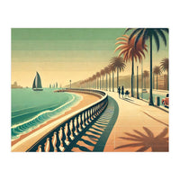 Vintage Coastal Promenade Poster (Print Only)