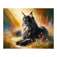 Majestic Lynx In Blooming Meadow (Print Only)