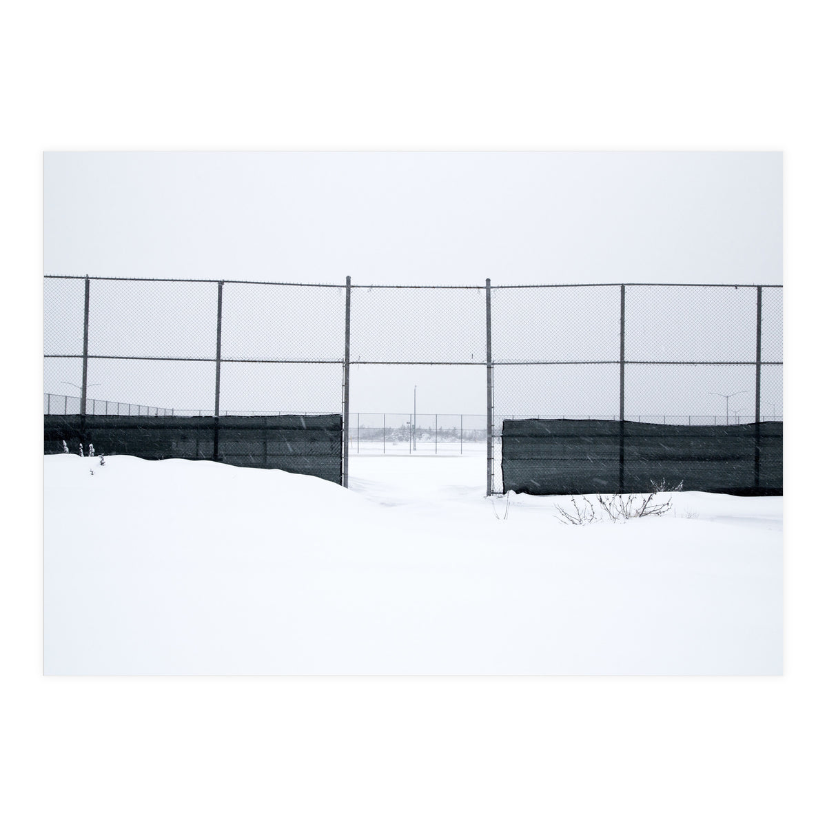 The entrance gate of the snow-covered baseball field (Print Only)