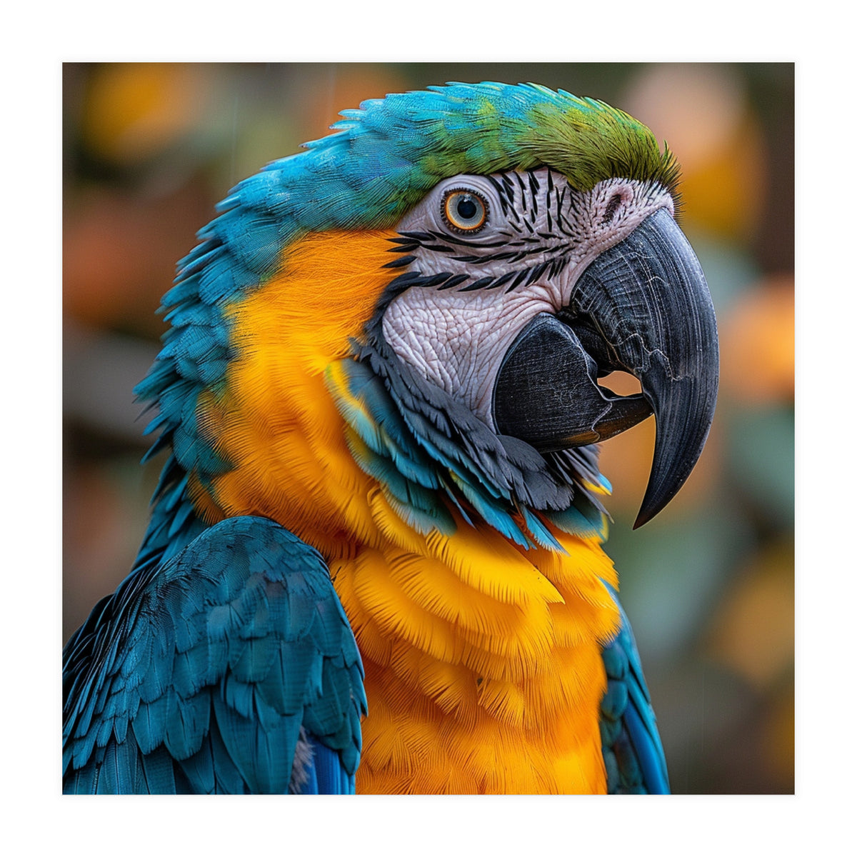 Blue And Yellow Macaw Parrot Close Up Portrait (Print Only)