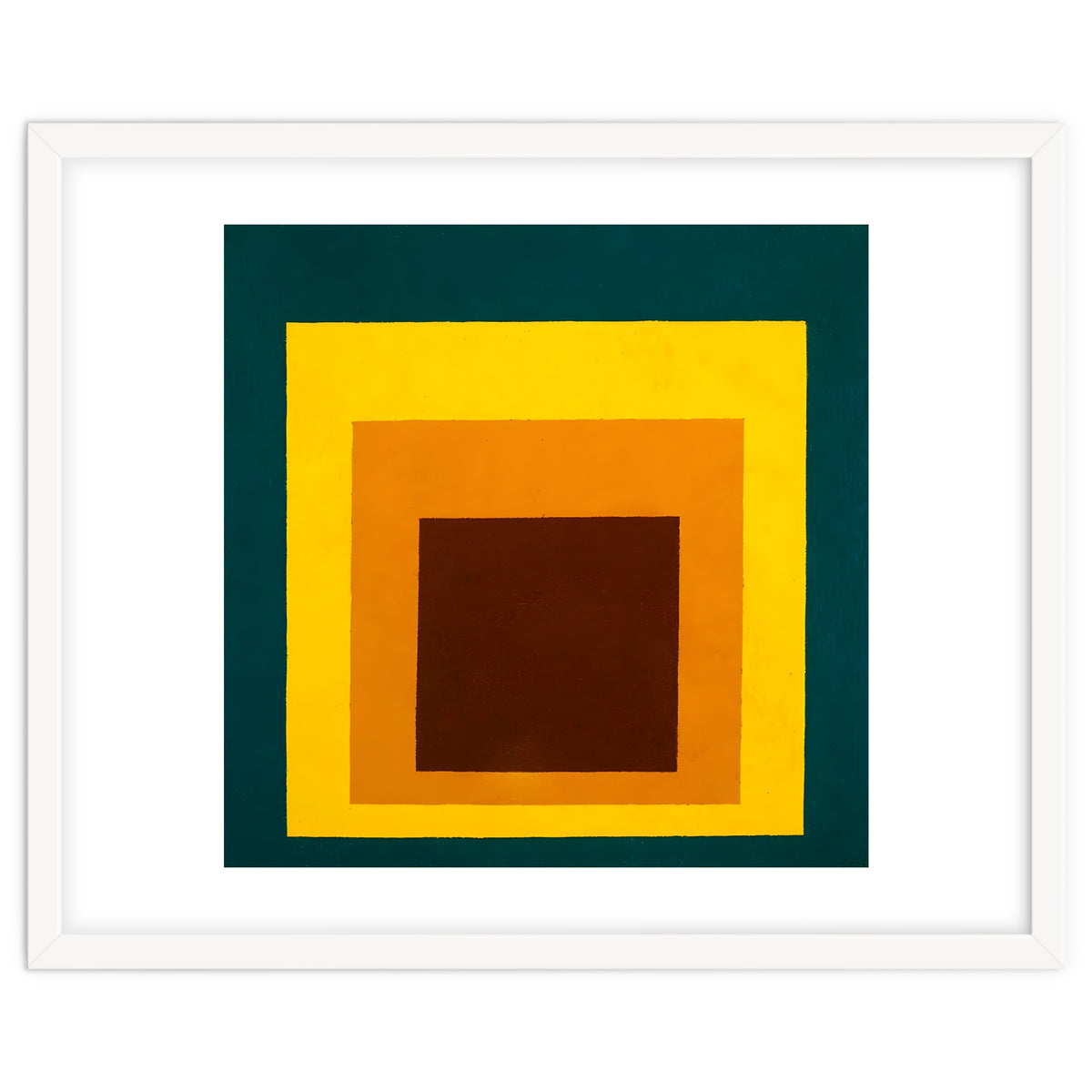 JOSEF ALBERS - HOMAGE TO THE SQUARE DARK GREEN YELLOW ORANGE BROWN