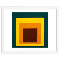 JOSEF ALBERS - HOMAGE TO THE SQUARE DARK GREEN YELLOW ORANGE BROWN