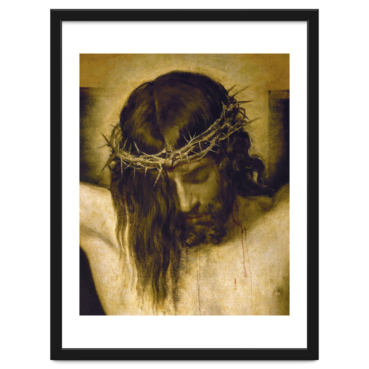 Crucified Christ (detail of the head). Cristo crucificado. Madrid, Prado museum.