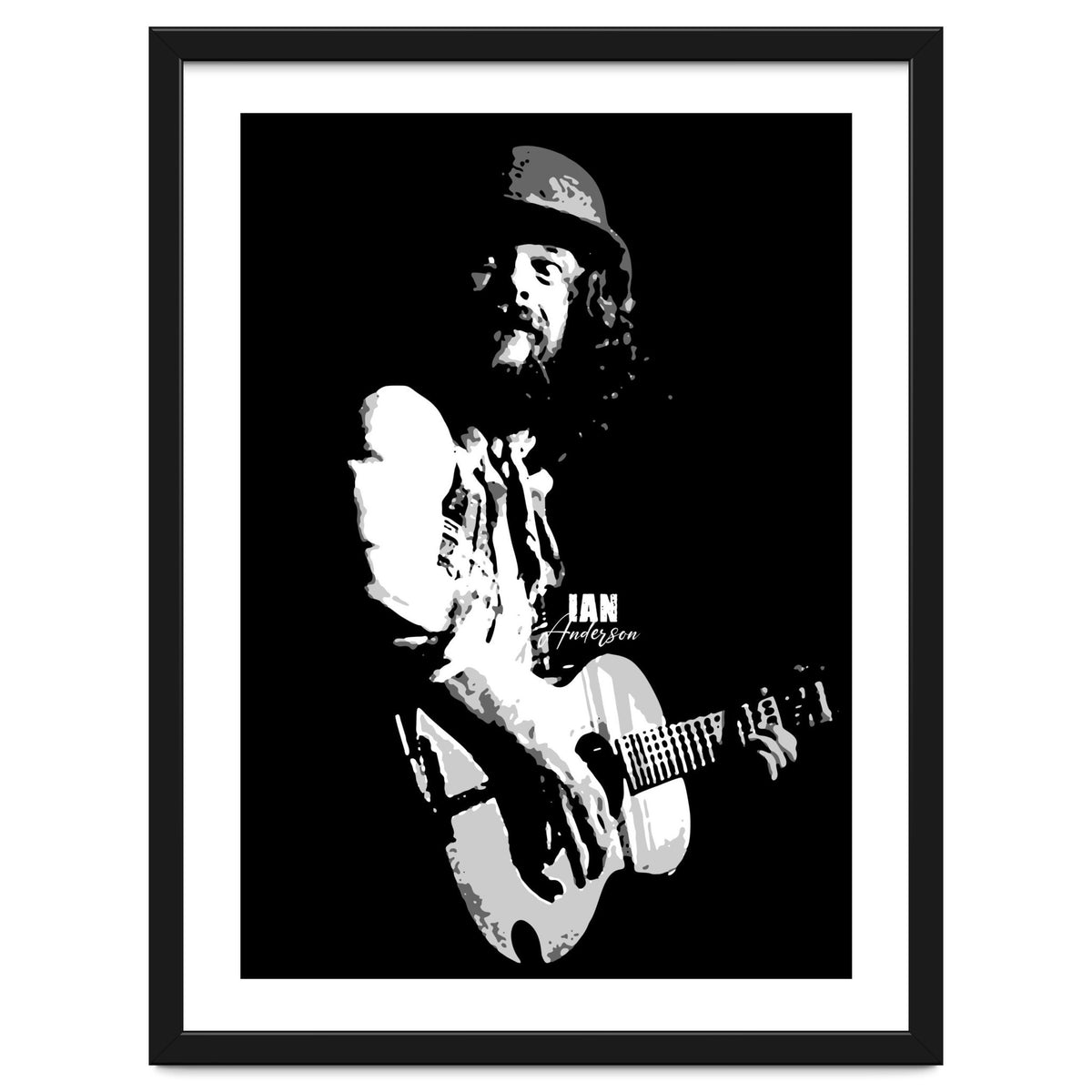 Ian Anderson Rock Music Legend in Grayscale