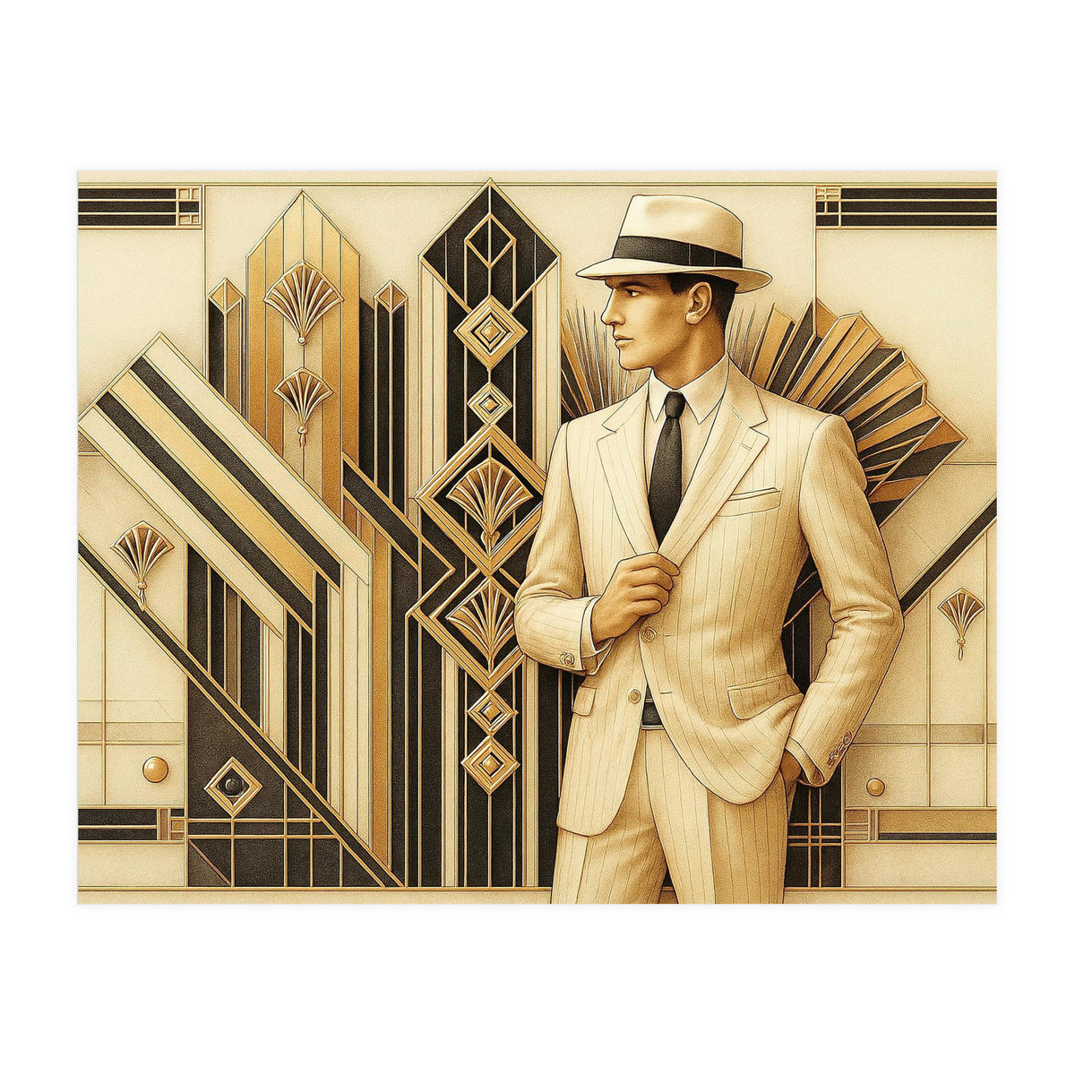Gatsby Gentleman Art Deco Scene (Print Only)