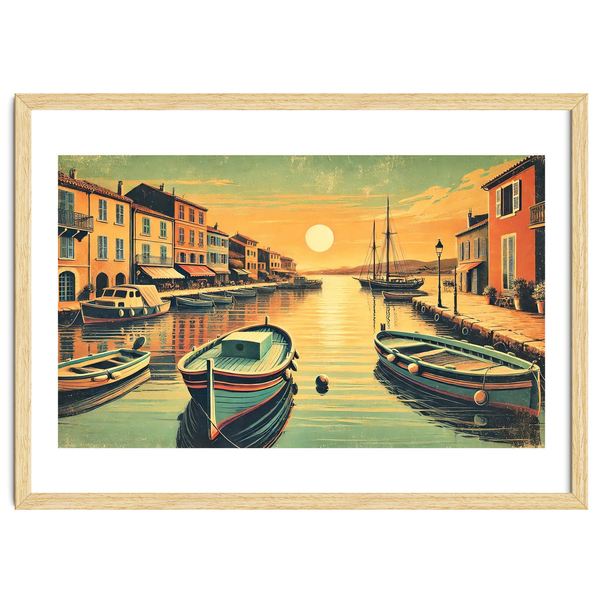 Vintage Harbor Sunset Poster