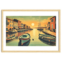 Vintage Harbor Sunset Poster