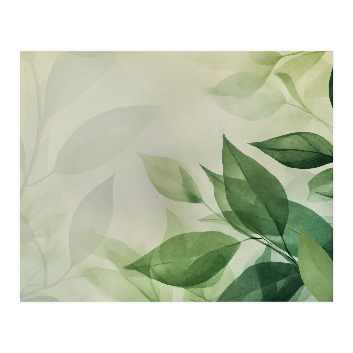 Botanical Serenity Green Leaves (Print Only)