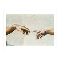 The Sistine Chapel; ceiling frescos after restoration. The creation of Adam. (Print Only)