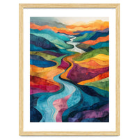 Colorful Abstract River Valley Landscape Art