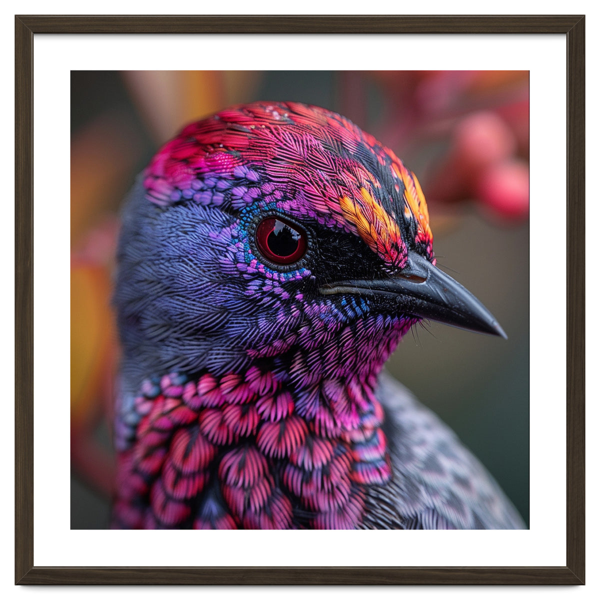 Vibrant Exotic Bird Detailed Feather Close Up