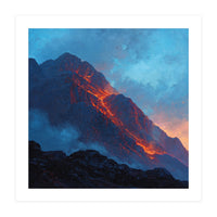 Dramatic Mountain Summit with Fiery Sunset Alpenglow (Print Only)