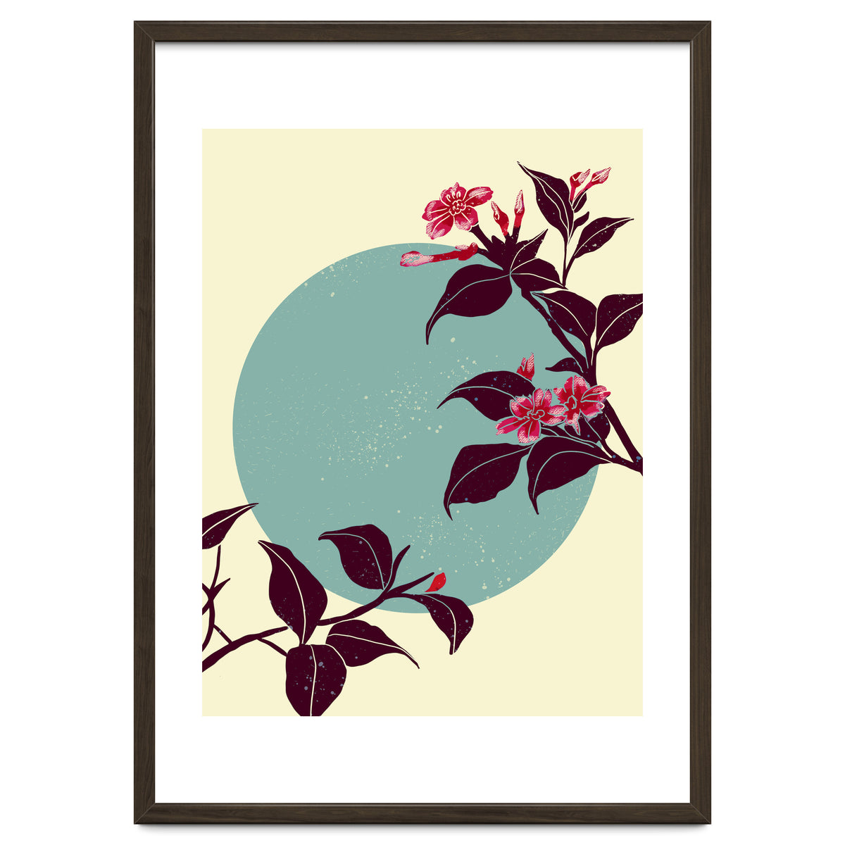 Pink flowers on a blue moon