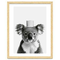 Koala, Toilet Paper Crown, Cute Animal Bathroom Art