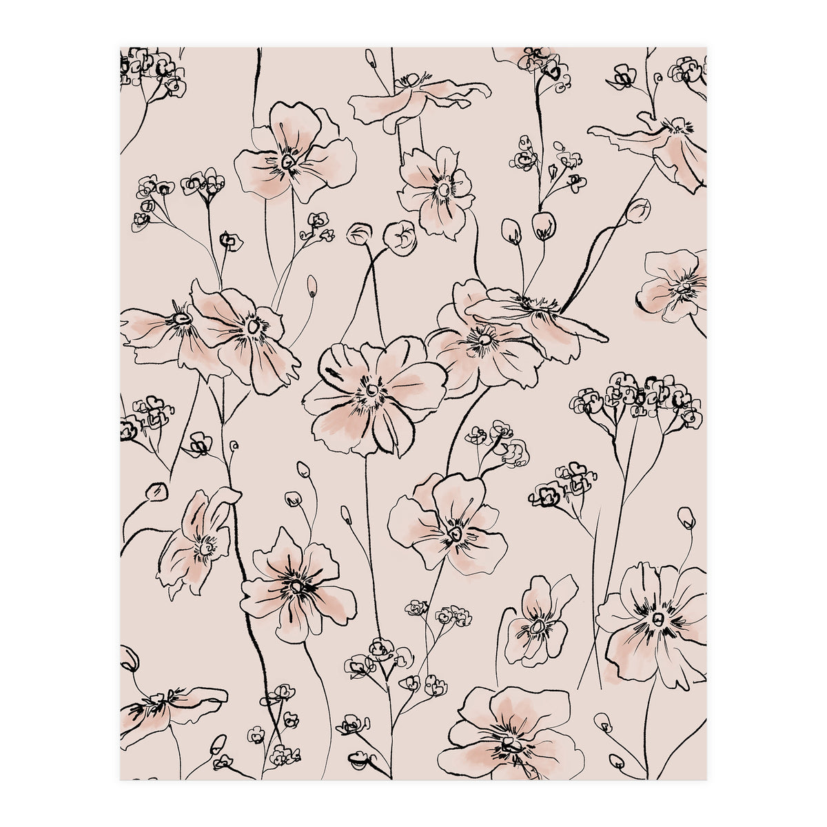 Wild Roses Floral Pattern (Print Only)