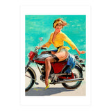 Pinup Sexy Motorcycle Girl (Print Only) thumbnail