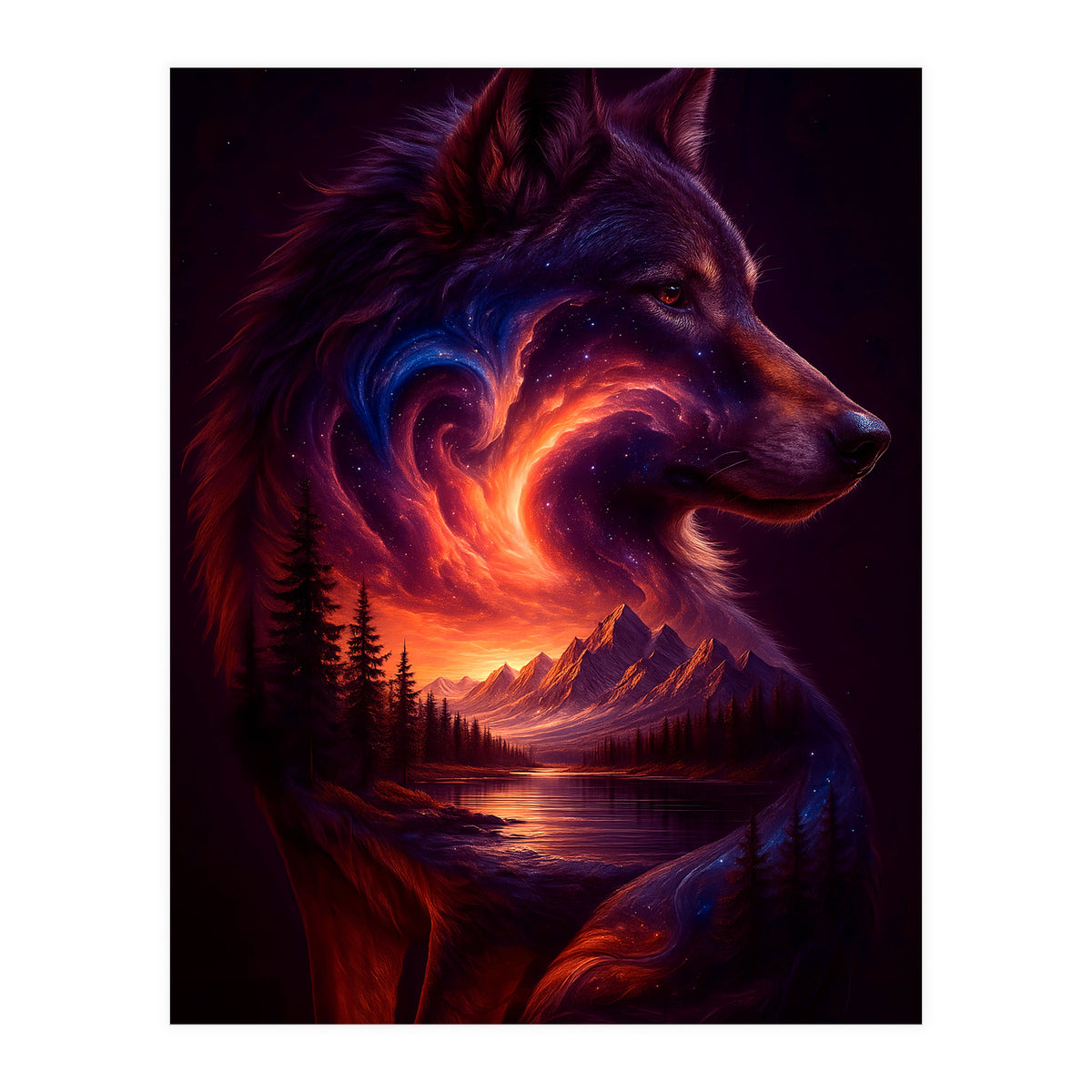 The Nebula Guardian Wolf of the Mountains (Print Only)