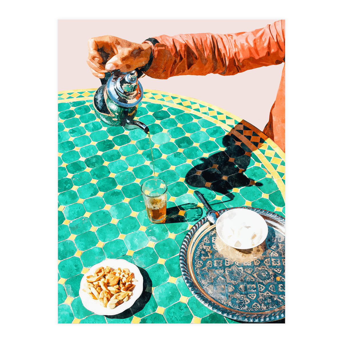 Chai, India Culture & People Painting, Exotic Travel Places Tea Bohemian Colorful Morocco Turkish (Print Only)