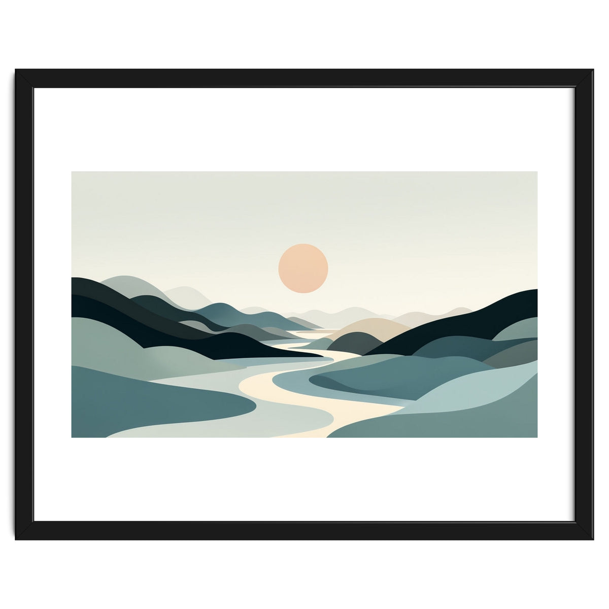 Serene Horizon: Minimalist Organic Landscape
