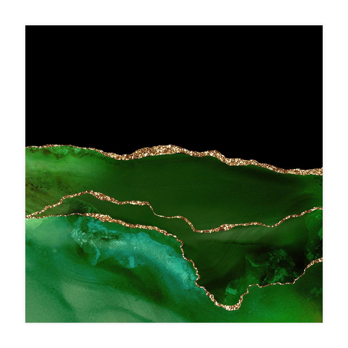 Green & Gold Agate Texture 07  (Print Only)