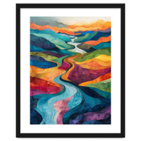 Colorful Abstract River Valley Landscape Art