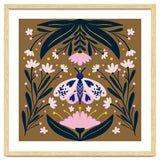 Pink Moth with Flowers on a brown background thumbnail