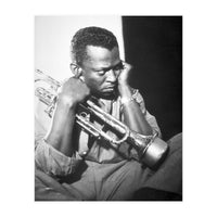 Jazz trumpeter Miles Davis early in his career playing in New York City, circa 1955. (Print Only)