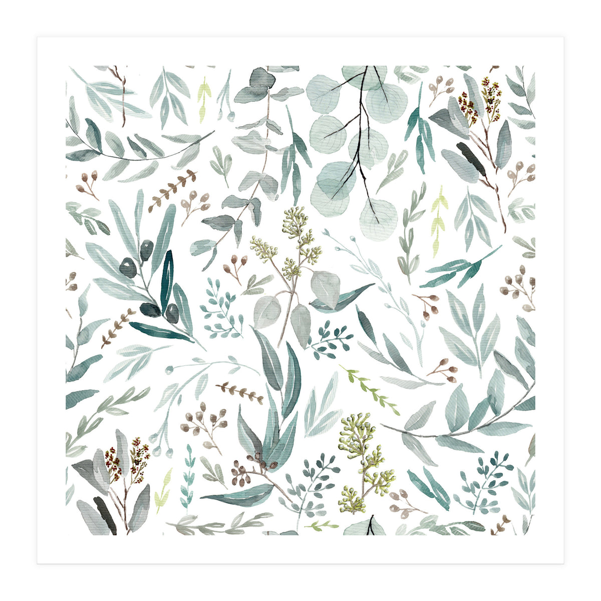 Eucalyptus Leaves Botanical Pattern (Print Only)