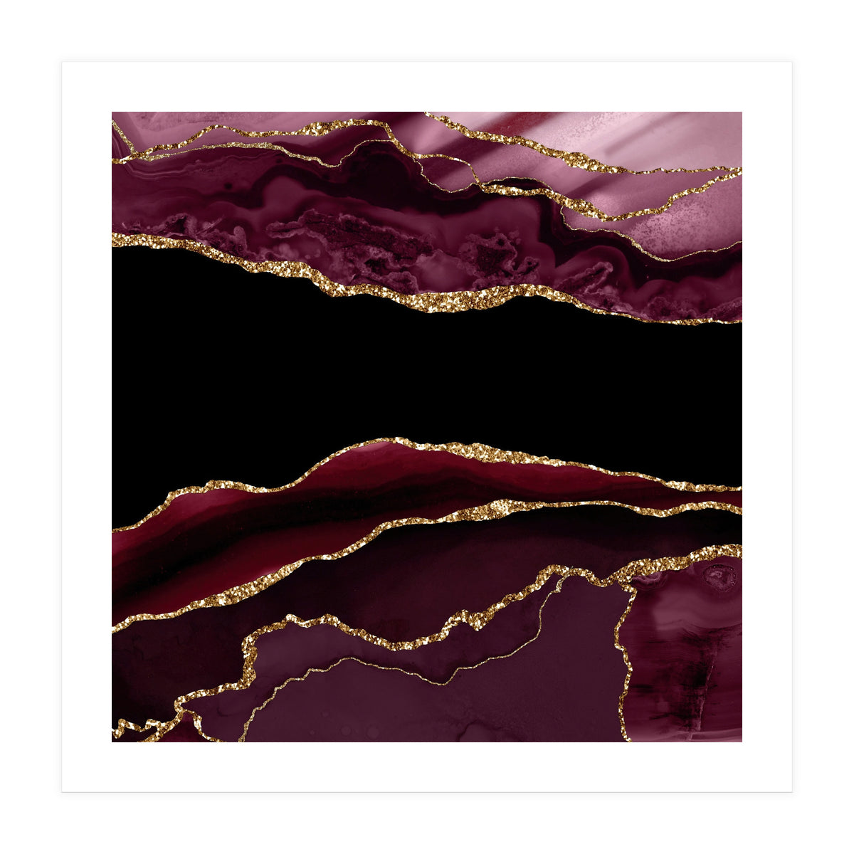 Burgundy & Gold Agate Texture 11 (Print Only)